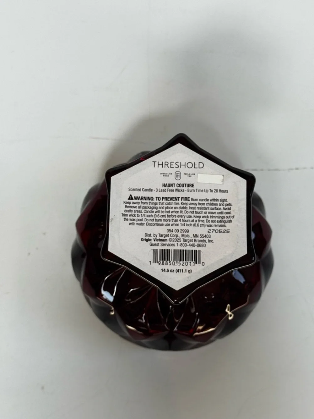 Threshold Faceted Coup Haunt Couture Large Glass Filled Red Wax 14.5oz Candle - Picture 8 of 9